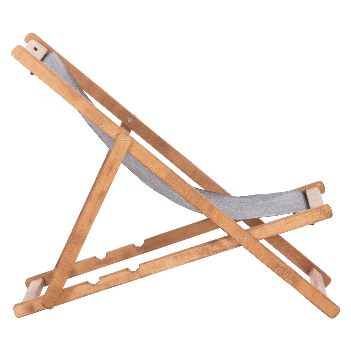 Beach Chair With Textilene Fabric In Grey Limnos Hm11711.10t Beech Wood In Natural 55.5x97x105h