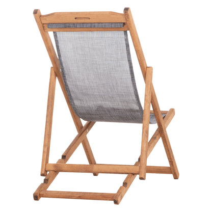 Beach Chair With Textilene Fabric In Grey Limnos Hm11711.10t Beech Wood In Natural 55.5x97x105h