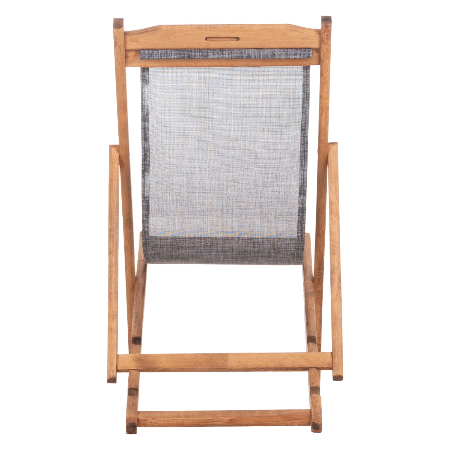 Beach Chair With Textilene Fabric In Grey Limnos Hm11711.10t Beech Wood In Natural 55.5x97x105h