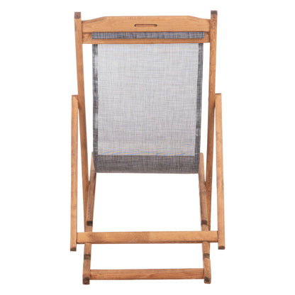 Beach Chair With Textilene Fabric In Grey Limnos Hm11711.10t Beech Wood In Natural 55.5x97x105h