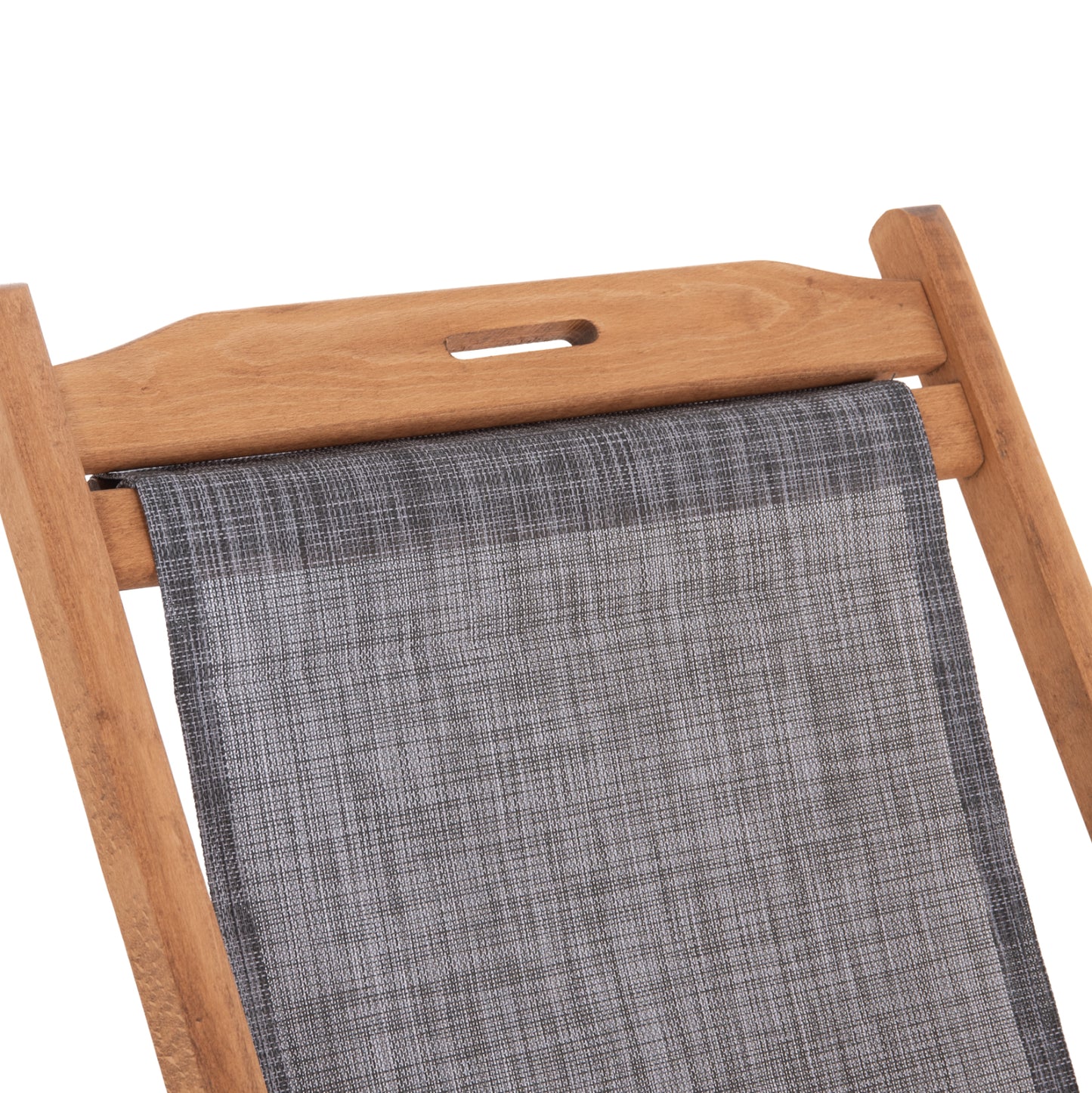 Beach Chair With Textilene Fabric In Grey Limnos Hm11711.10t Beech Wood In Natural 55.5x97x105h