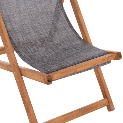 Beach Chair With Textilene Fabric In Grey Limnos Hm11711.10t Beech Wood In Natural 55.5x97x105h