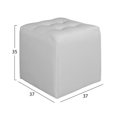 Stool 37x37x35cm With Pu White Punk Hm264.02