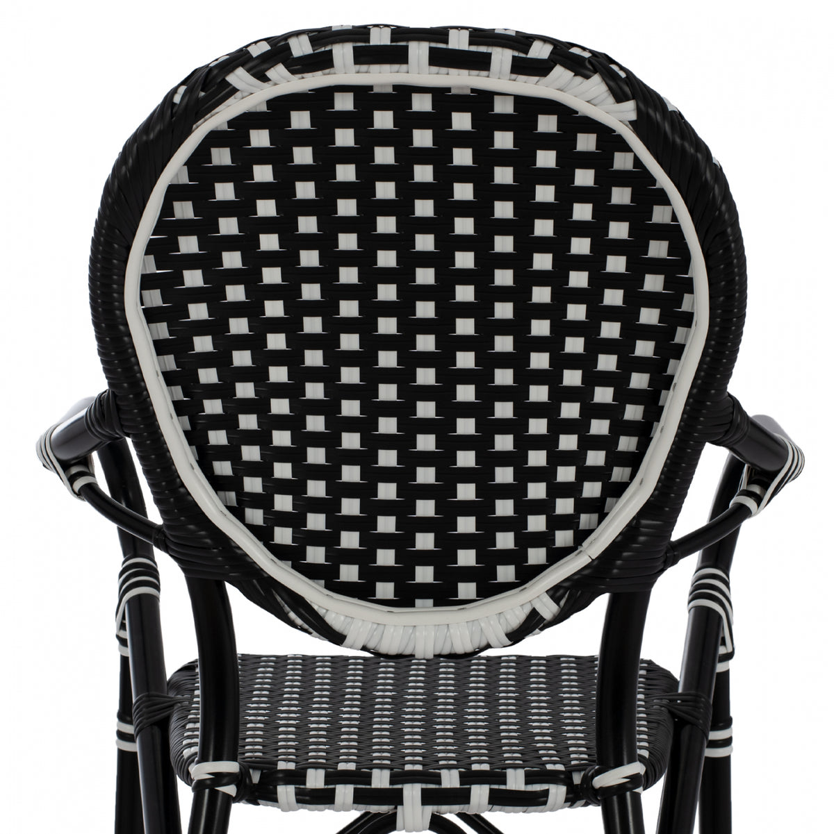 Aluminum Stool Bamboo Look With Wicker Black White Hm5794.02 56x60x126 Cm.