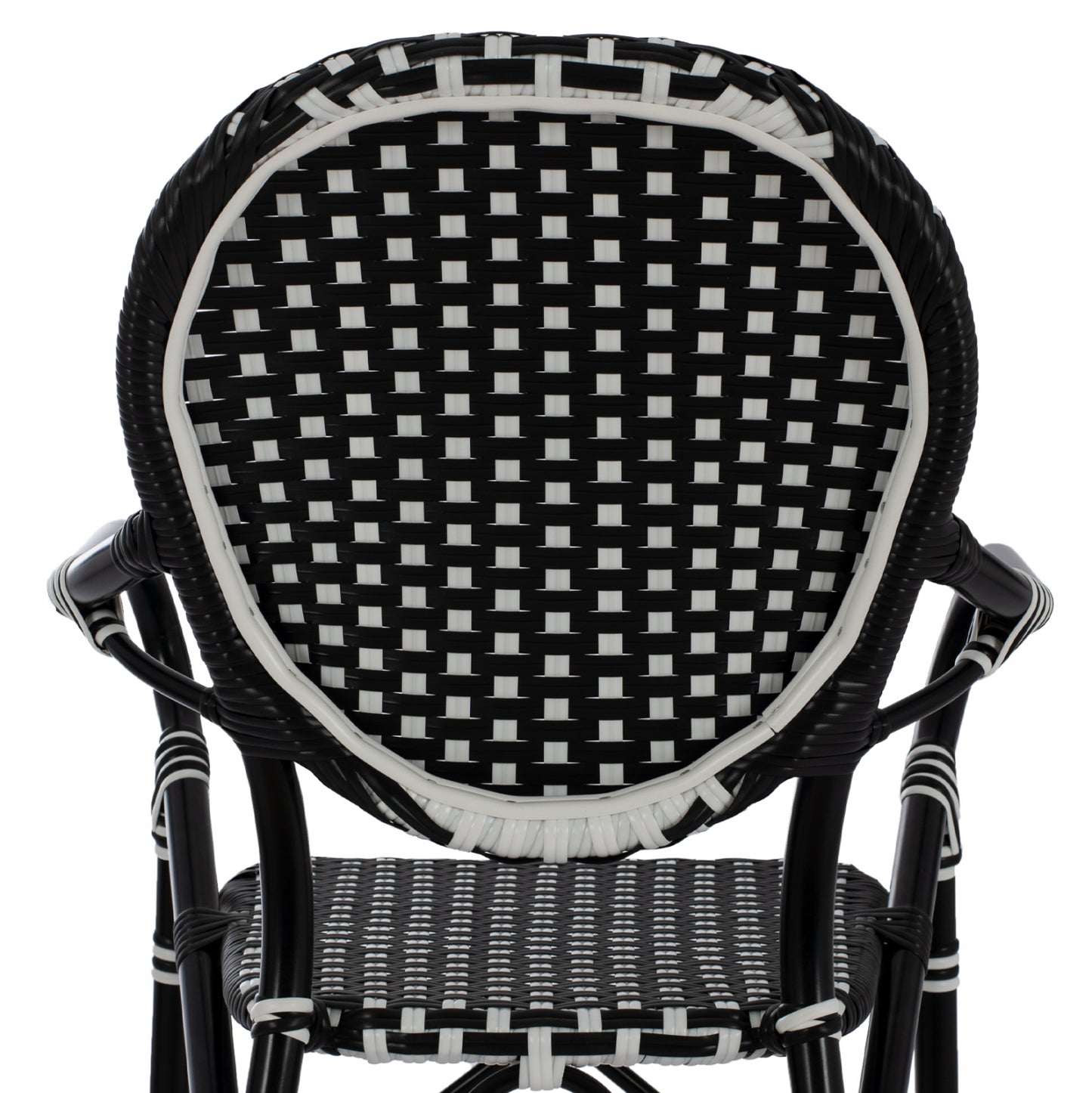 Aluminum Stool Bamboo Look With Wicker Black White Hm5794.02 56x60x126 Cm.