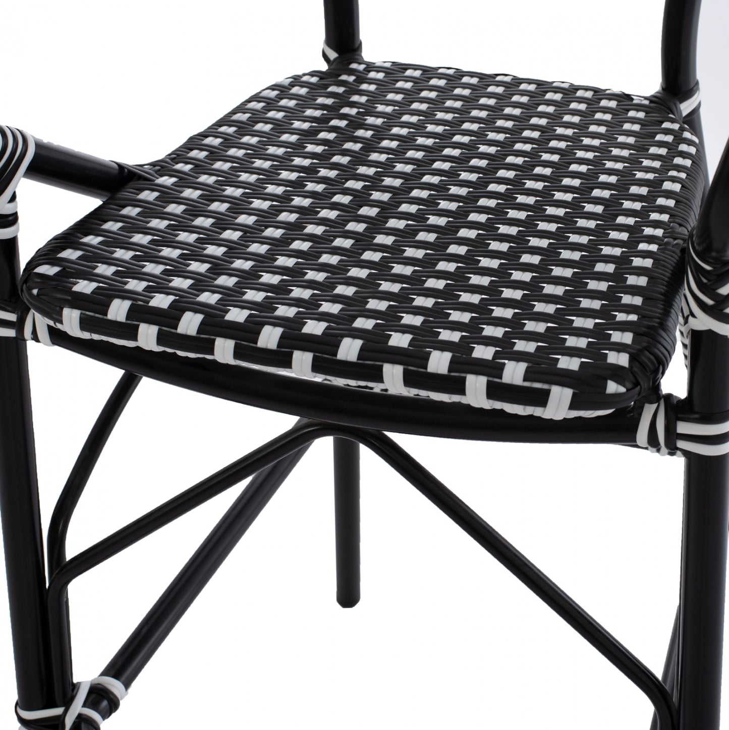 Aluminum Stool Bamboo Look With Wicker Black White Hm5794.02 56x60x126 Cm.