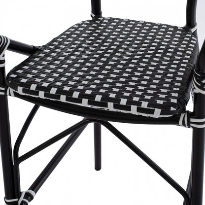 Aluminum Stool Bamboo Look With Wicker Black White Hm5794.02 56x60x126 Cm.