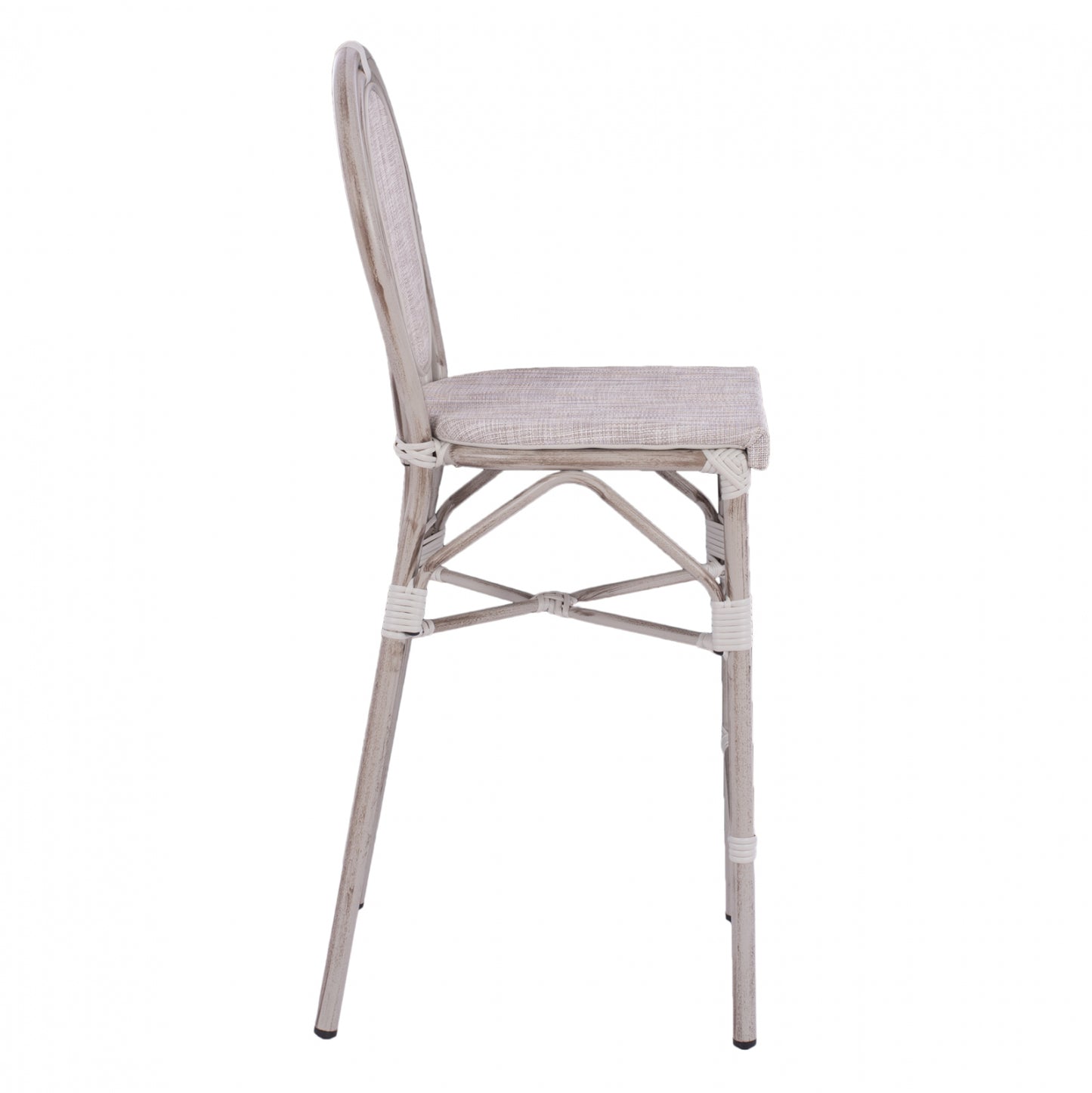 Stool Aluminum Bamboo Look White Patina With Textline Hm5110 47x61x115cm