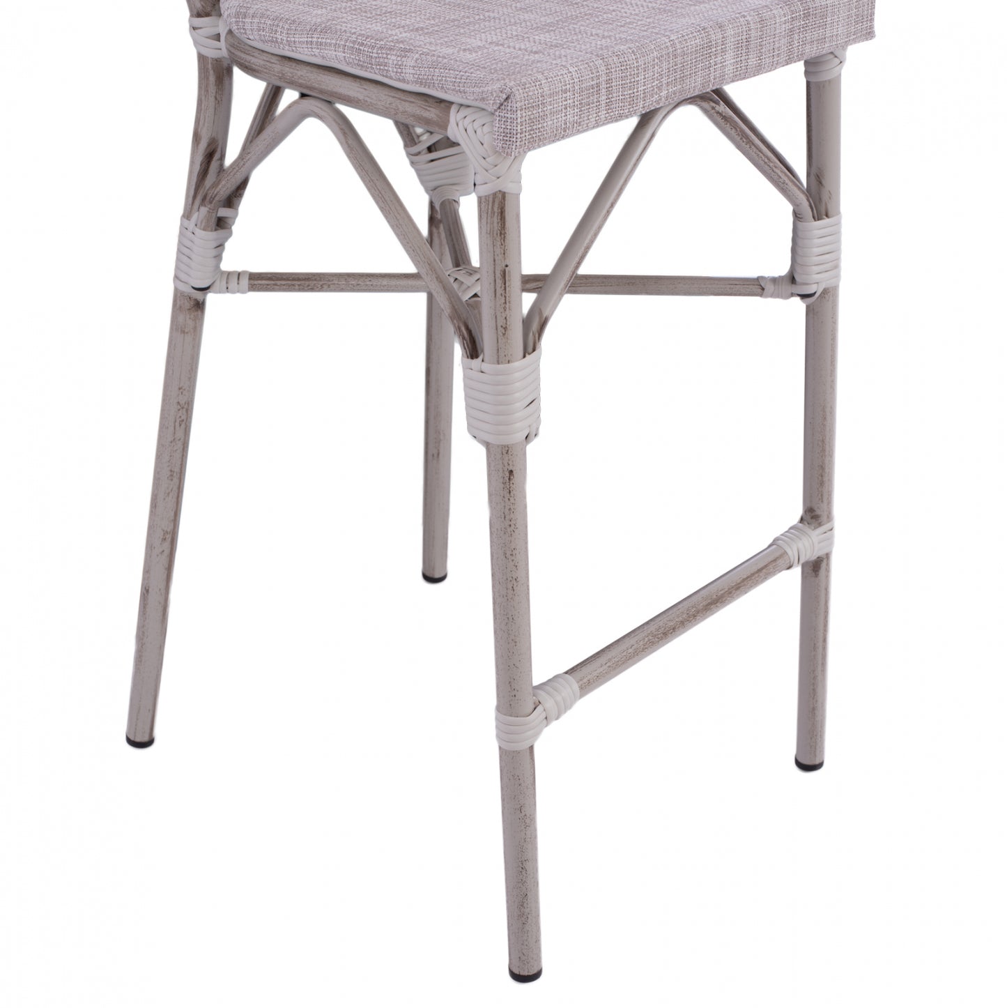 Stool Aluminum Bamboo Look White Patina With Textline Hm5110 47x61x115cm