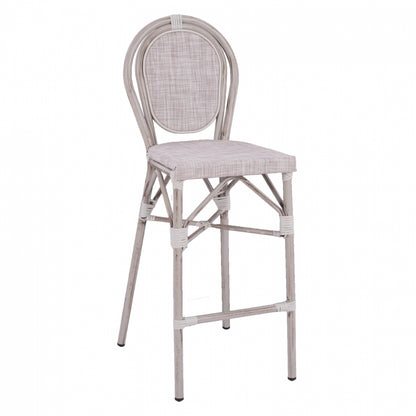 Stool Aluminum Bamboo Look White Patina With Textline Hm5110 47x61x115cm