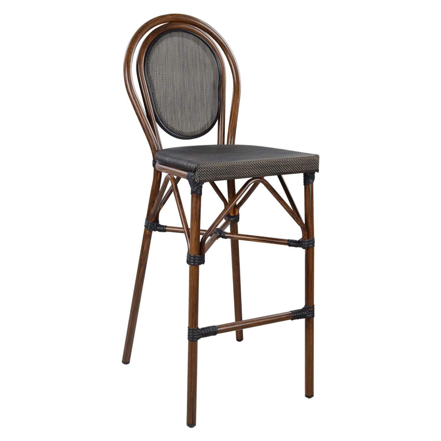 Aluminum Stool Azaria Hm5059 Bamboo Look In Brown With Textline 44x52x115hcm.
