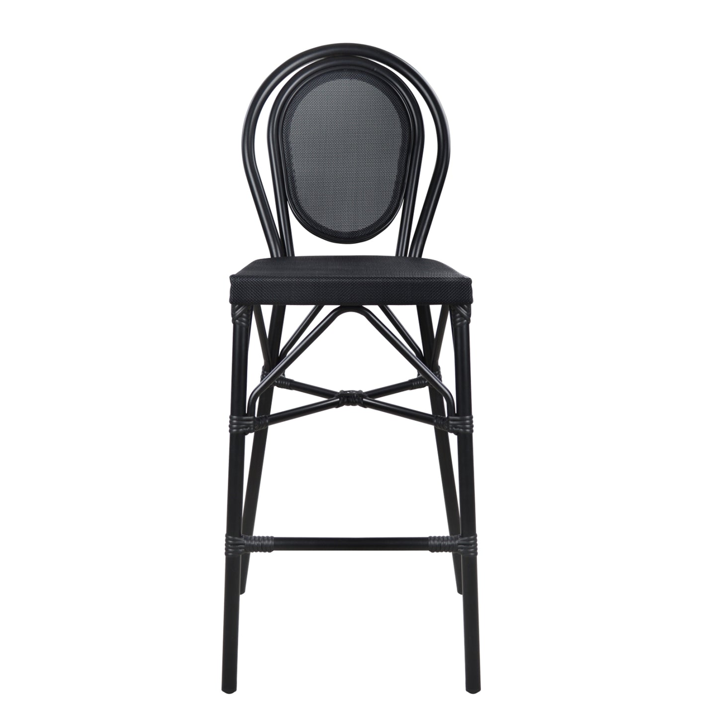 Aluminum Stool Fb95060 Bamboo Look Black With Textilene 44x52x115hcm.