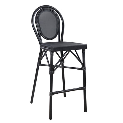 Aluminum Stool Fb95060 Bamboo Look Black With Textilene 44x52x115hcm.