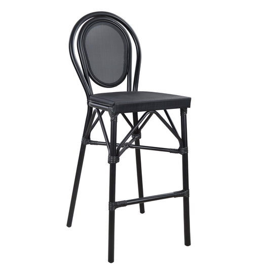 Aluminum Stool Fb95060 Bamboo Look Black With Textilene 44x52x115hcm.