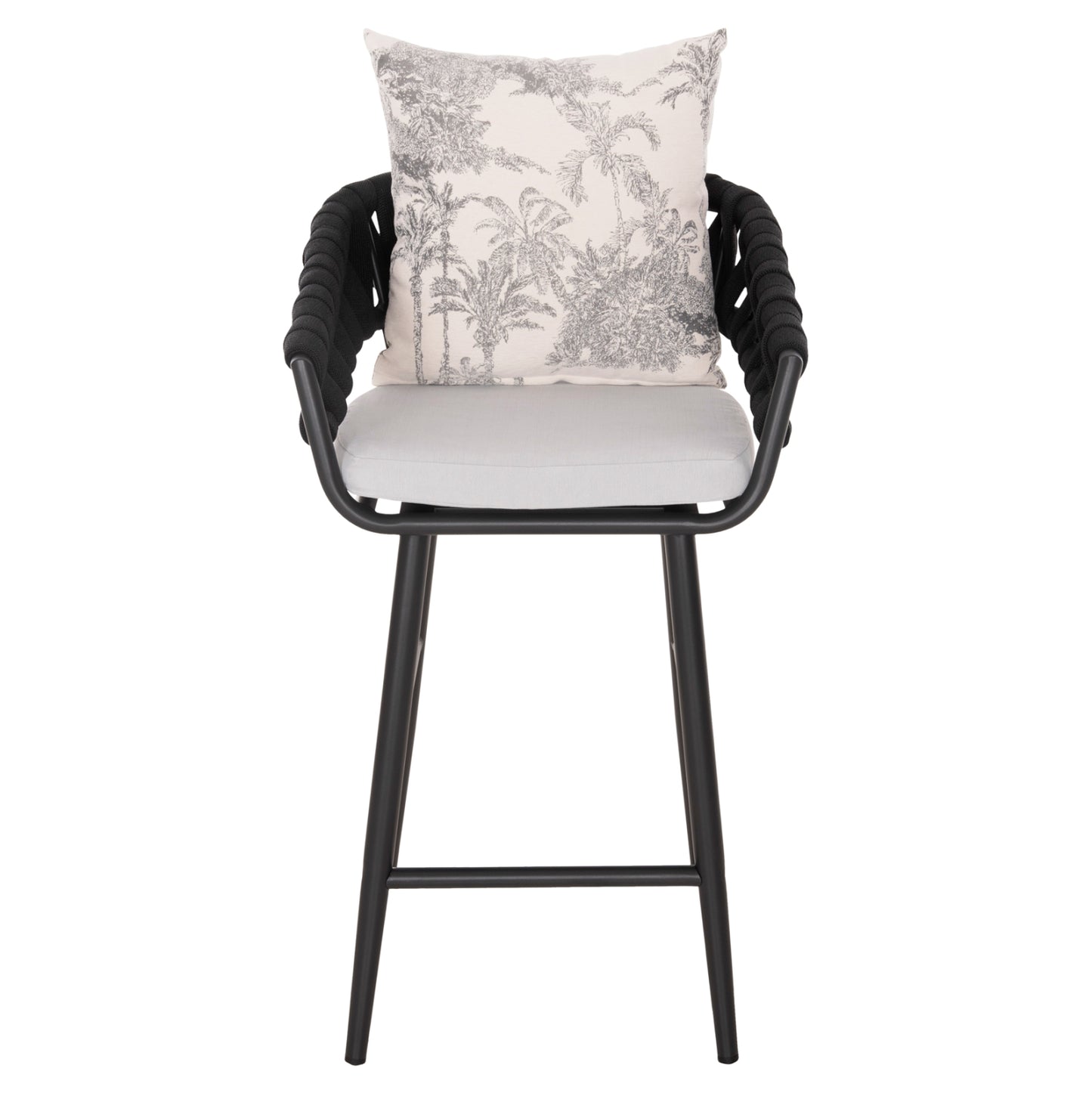 Bar Stool Aluminum Camden Hm6142.01 Anthracite With Ecru Back Cushion With Print Pattern 56x60x108hcm.