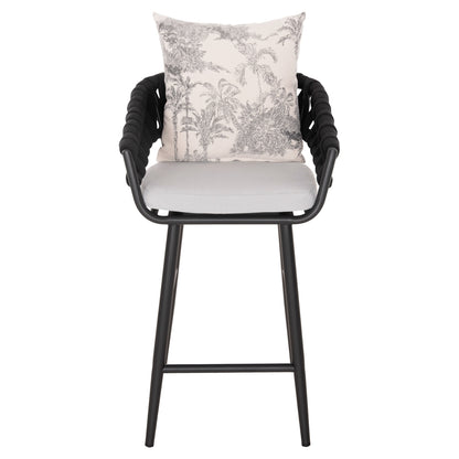 Bar Stool Aluminum Camden Hm6142.01 Anthracite With Ecru Back Cushion With Print Pattern 56x60x108hcm.