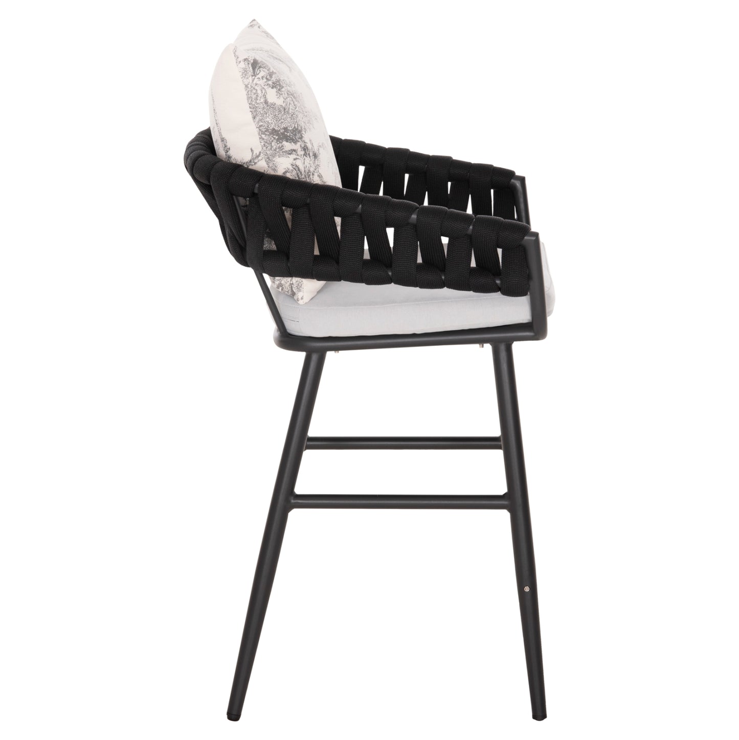 Bar Stool Aluminum Camden Hm6142.01 Anthracite With Ecru Back Cushion With Print Pattern 56x60x108hcm.