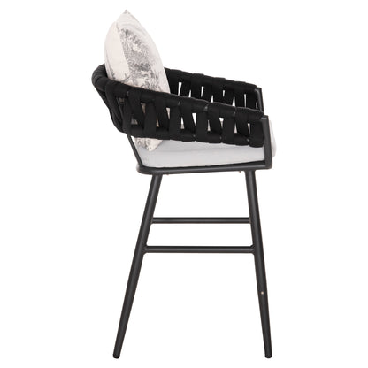 Bar Stool Aluminum Camden Hm6142.01 Anthracite With Ecru Back Cushion With Print Pattern 56x60x108hcm.