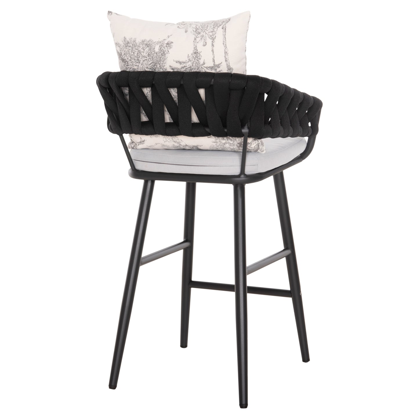 Bar Stool Aluminum Camden Hm6142.01 Anthracite With Ecru Back Cushion With Print Pattern 56x60x108hcm.