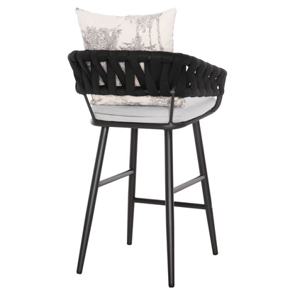 Bar Stool Aluminum Camden Hm6142.01 Anthracite With Ecru Back Cushion With Print Pattern 56x60x108hcm.