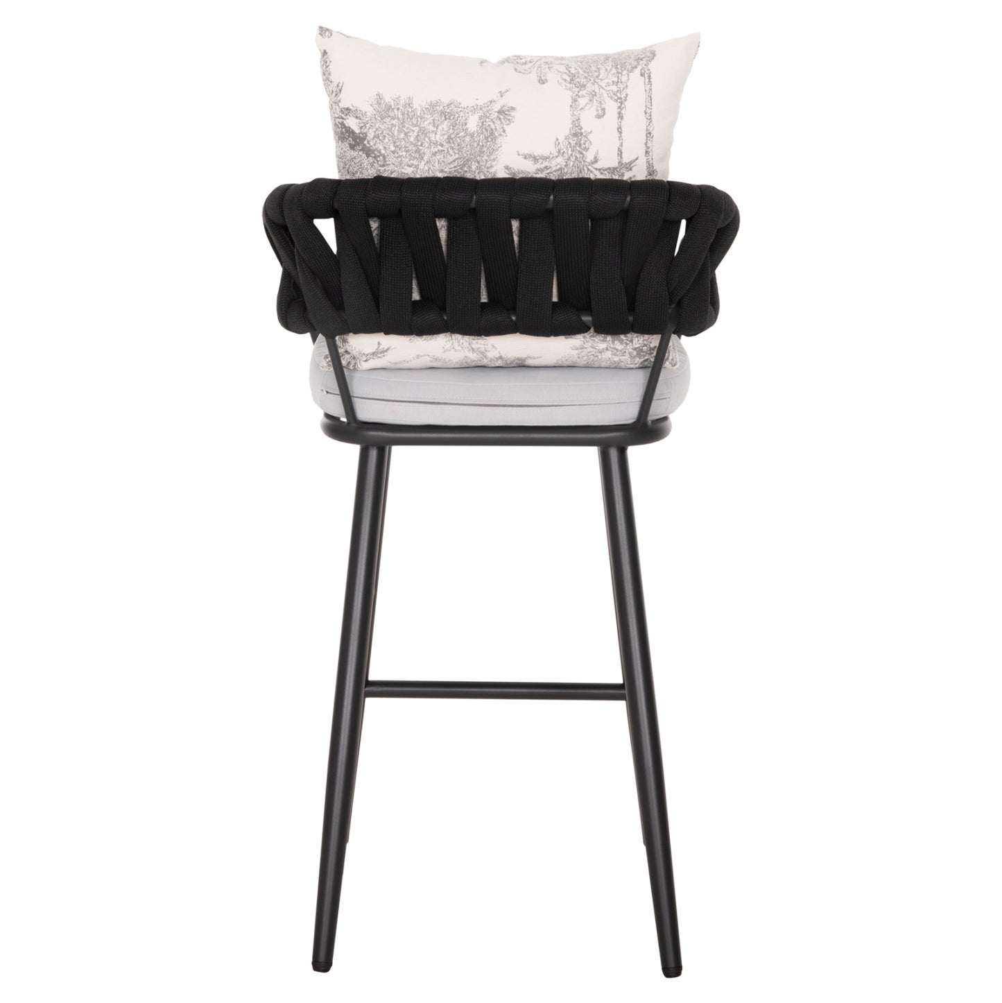 Bar Stool Aluminum Camden Hm6142.01 Anthracite With Ecru Back Cushion With Print Pattern 56x60x108hcm.