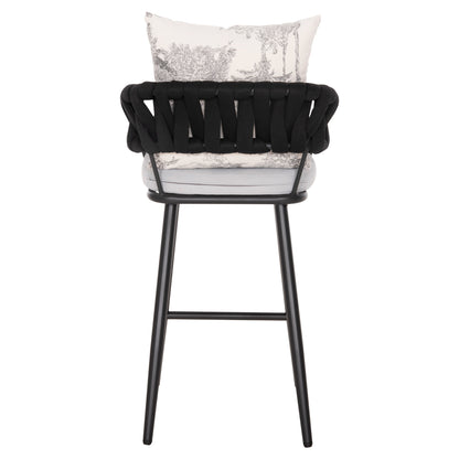Bar Stool Aluminum Camden Hm6142.01 Anthracite With Ecru Back Cushion With Print Pattern 56x60x108hcm.