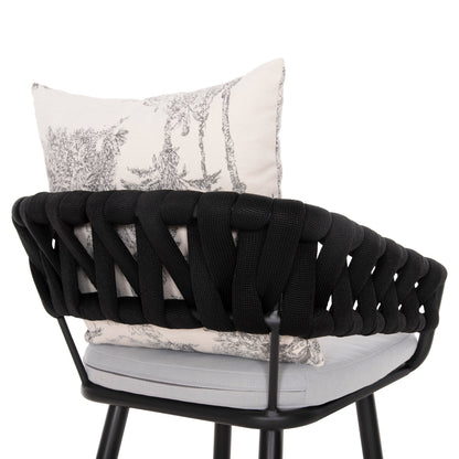Bar Stool Aluminum Camden Hm6142.01 Anthracite With Ecru Back Cushion With Print Pattern 56x60x108hcm.