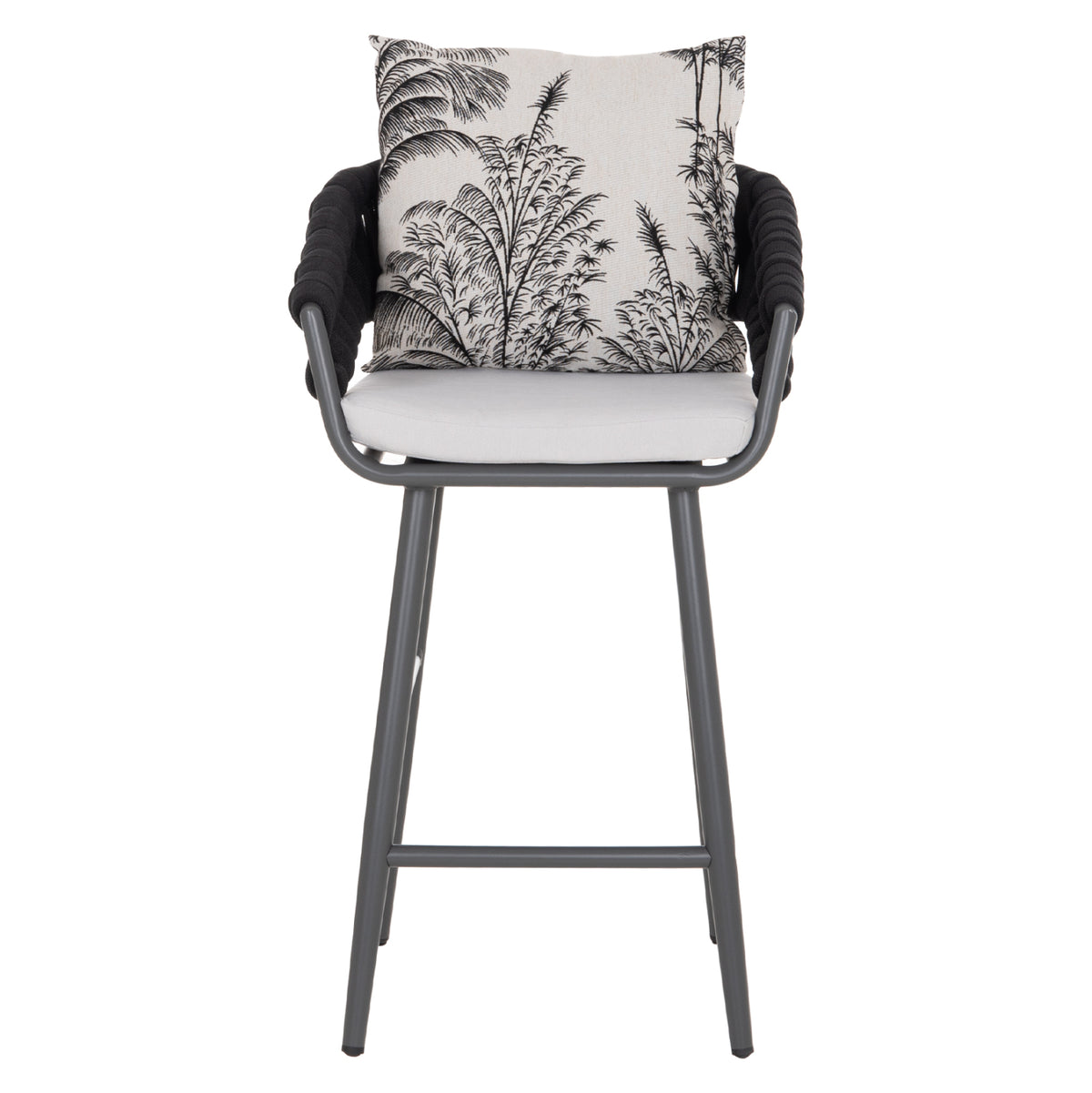 Bar Stool Aluminum Camden Hm6142.01 Grey With Ecru Back Cushion With Print Pattern 56x63x110hcm.