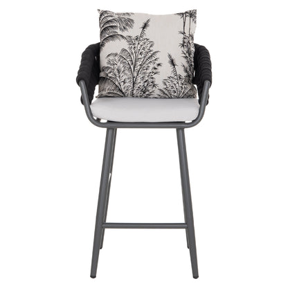 Bar Stool Aluminum Camden Hm6142.01 Grey With Ecru Back Cushion With Print Pattern 56x63x110hcm.