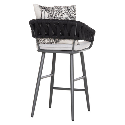 Bar Stool Aluminum Camden Hm6142.01 Grey With Ecru Back Cushion With Print Pattern 56x63x110hcm.