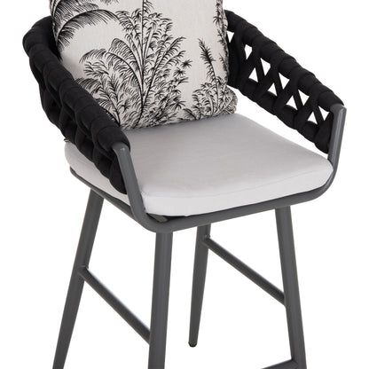 Bar Stool Aluminum Camden Hm6142.01 Grey With Ecru Back Cushion With Print Pattern 56x63x110hcm.