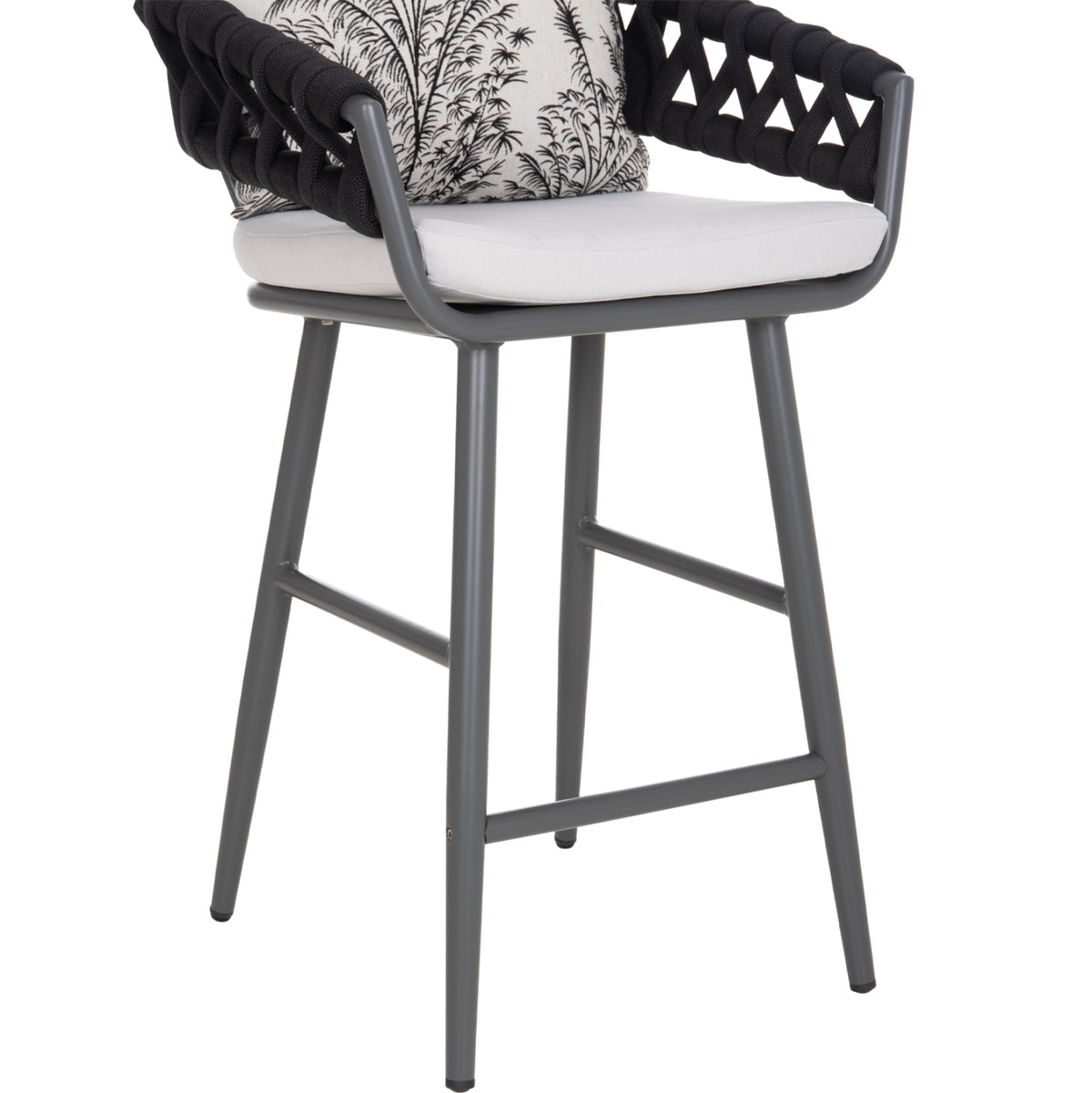 Bar Stool Aluminum Camden Hm6142.01 Grey With Ecru Back Cushion With Print Pattern 56x63x110hcm.