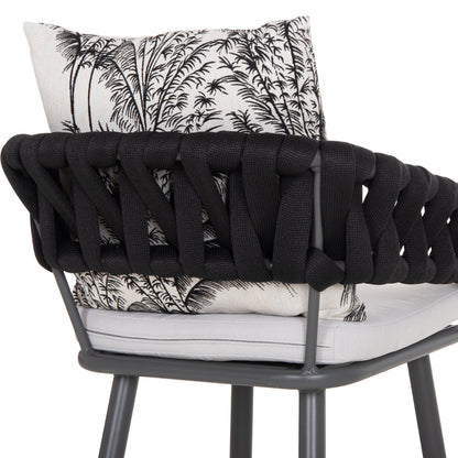 Bar Stool Aluminum Camden Hm6142.01 Grey With Ecru Back Cushion With Print Pattern 56x63x110hcm.