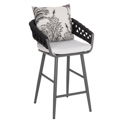 Bar Stool Aluminum Camden Hm6142.01 Grey With Ecru Back Cushion With Print Pattern 56x63x110hcm.