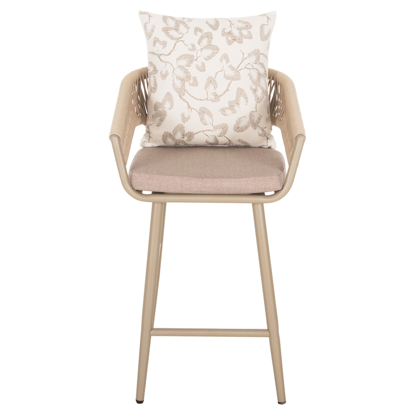 Bar Stool Aluminum Camden Hm6142.04 Back Cushion With Print Pattern-cappuccino 56x60x108hcm.