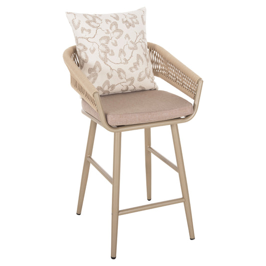 Bar Stool Aluminum Camden Hm6142.04 Back Cushion With Print Pattern-cappuccino 56x60x108hcm.
