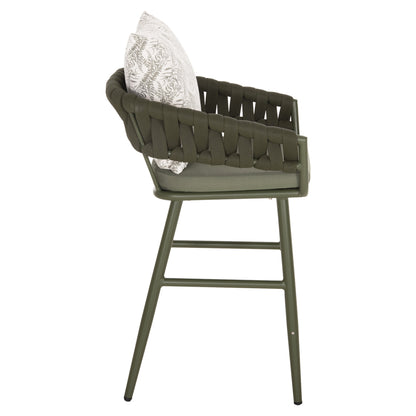 Bar Stool Aluminum Camden Hm6142.09 Back Cushion With Print Pattern-dark Olive 56x60x108hcm.