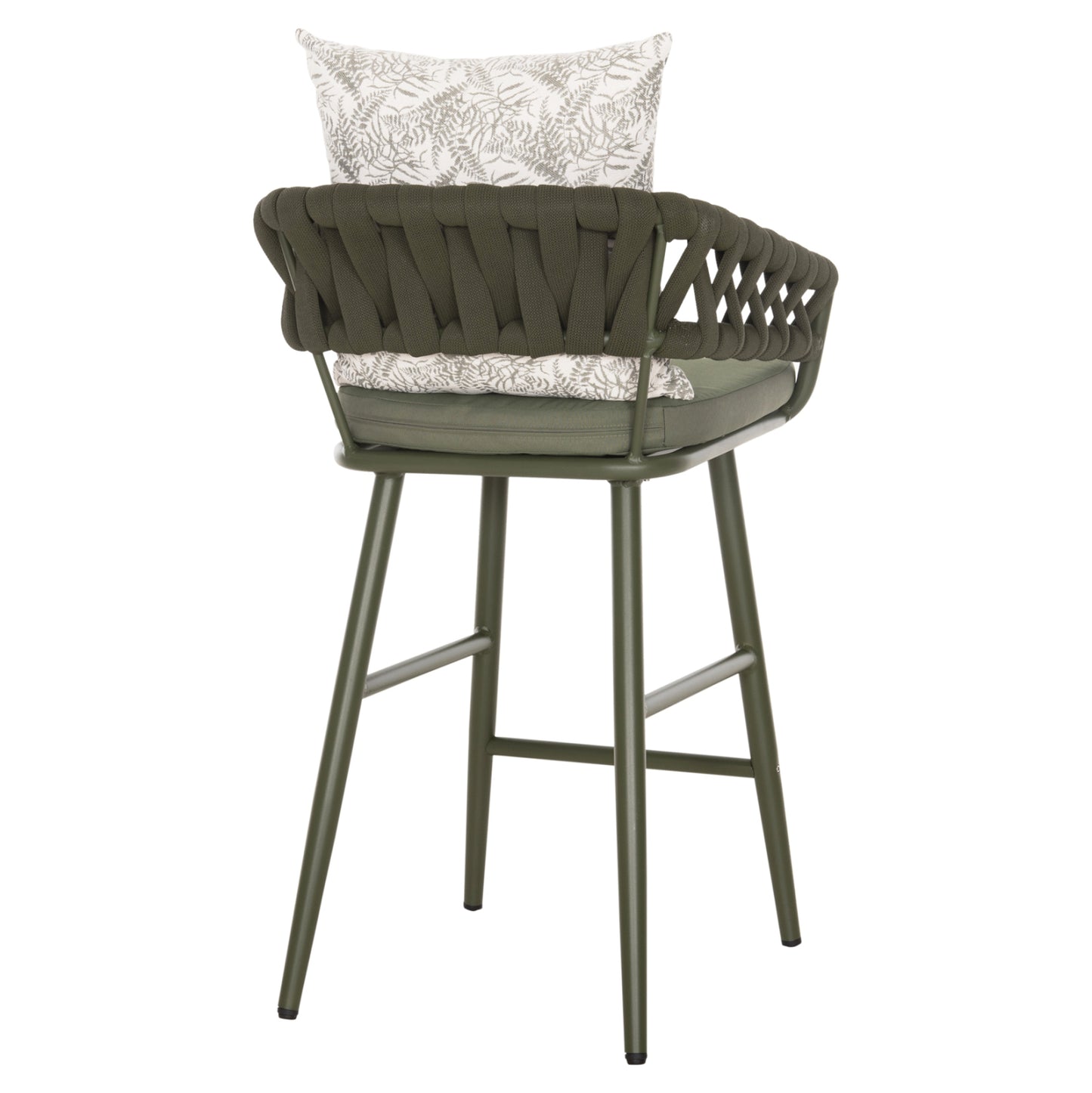 Bar Stool Aluminum Camden Hm6142.09 Back Cushion With Print Pattern-dark Olive 56x60x108hcm.