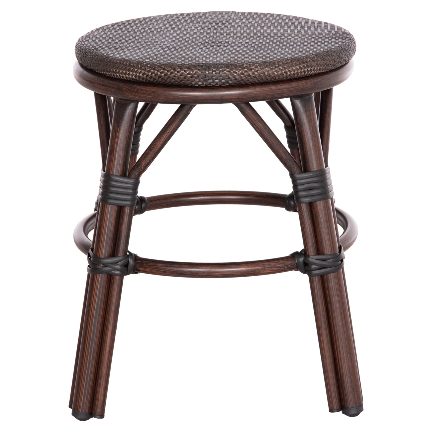 Aluminum Round Stool Chino Hm6285.01 Bamboo Look Brown-textilene Brown Φ36x46hcm.