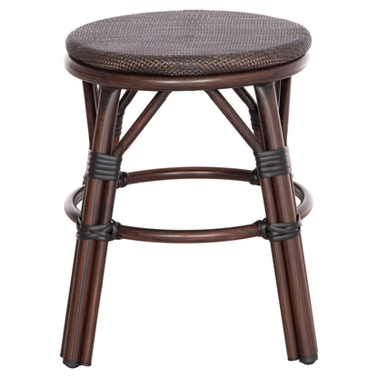 Aluminum Round Stool Chino Hm6285.01 Bamboo Look Brown-textilene Brown Φ36x46hcm.