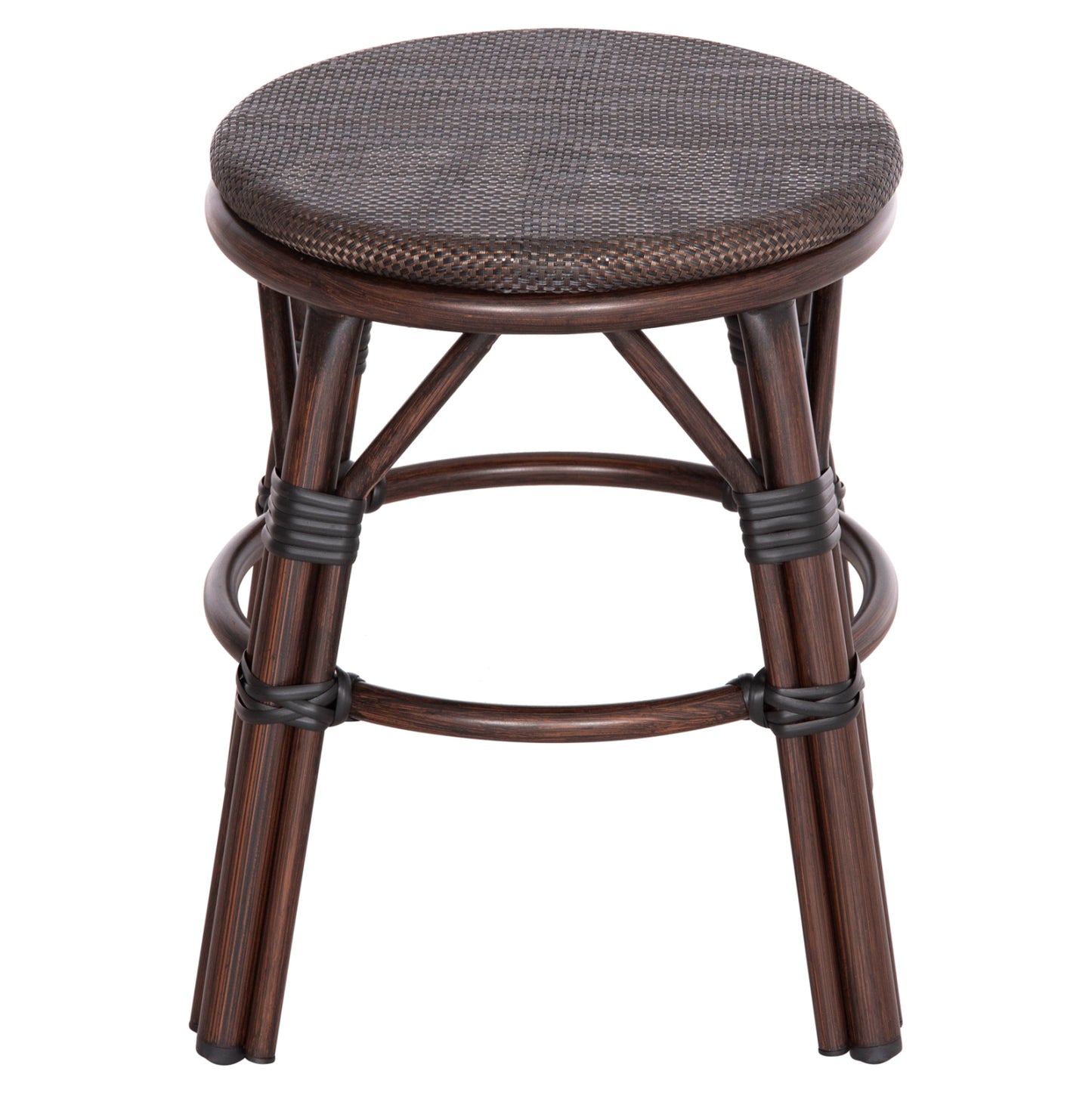 Aluminum Round Stool Chino Hm6285.01 Bamboo Look Brown-textilene Brown Φ36x46hcm.