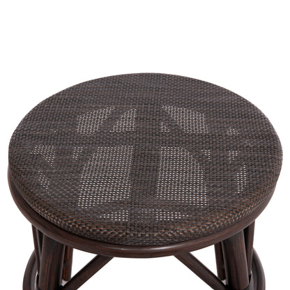 Aluminum Round Stool Chino Hm6285.01 Bamboo Look Brown-textilene Brown Φ36x46hcm.