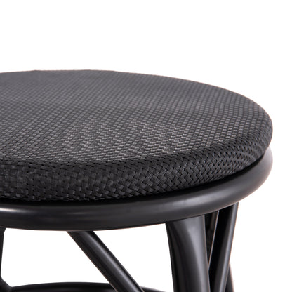 Aluminum Round Stool Chino Hm6285.02 Bamboo Look & Textilene In Black Φ36x46hcm.