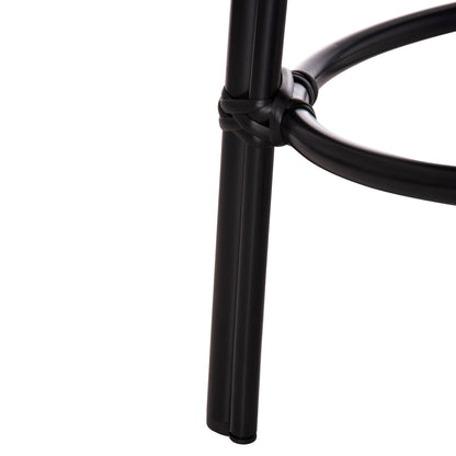 Aluminum Round Stool Chino Hm6285.02 Bamboo Look & Textilene In Black Φ36x46hcm.