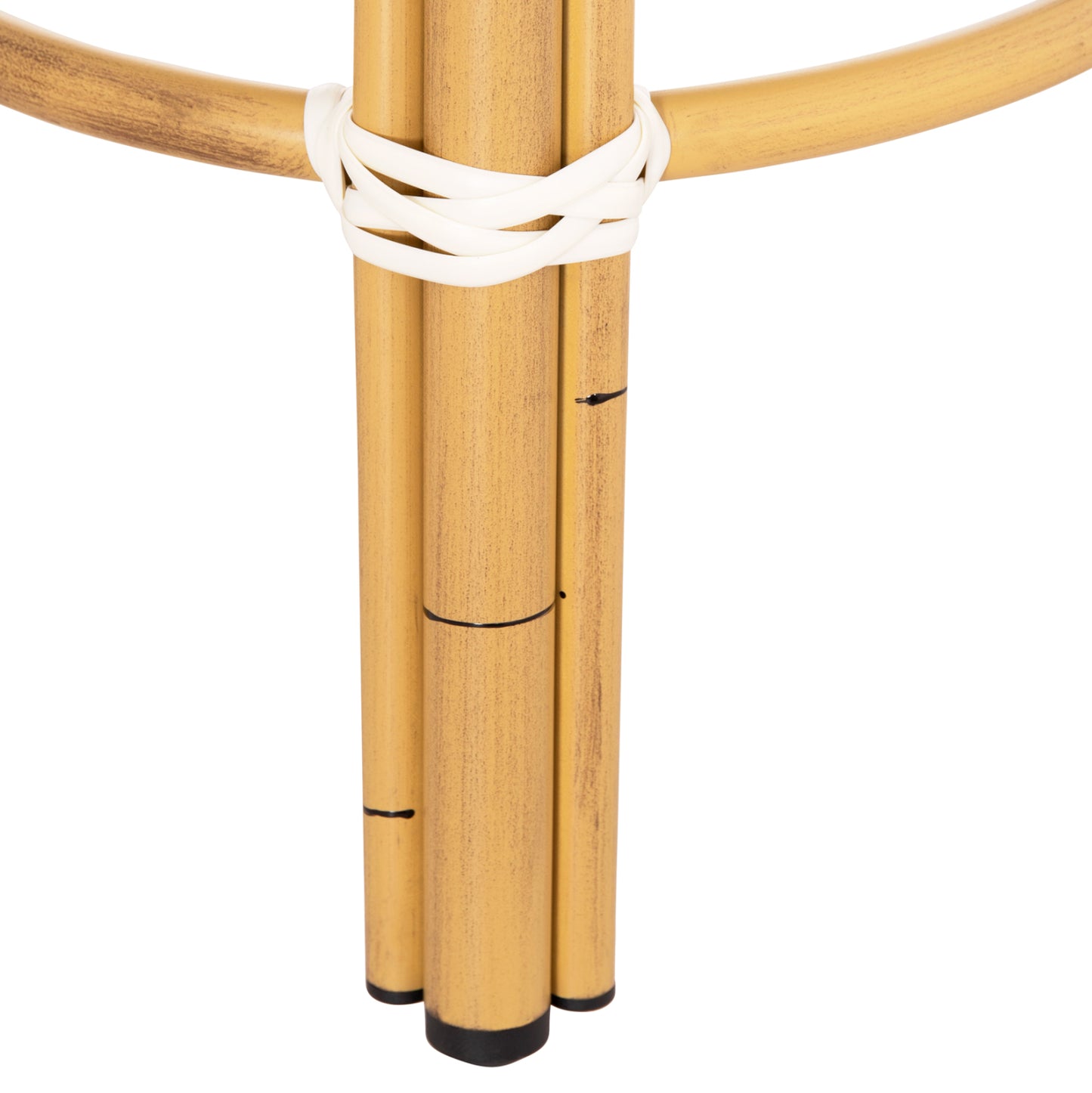 Aluminum Round Stool Chino Hm6285.03 Bamboo Look-textilene In White-black Φ36x46hcm.