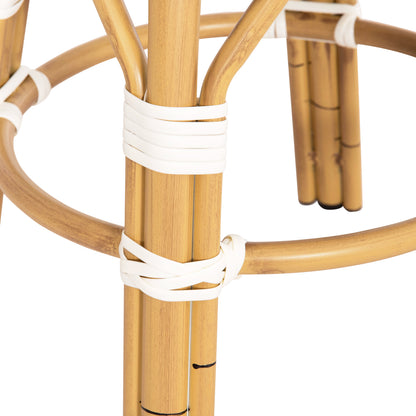 Aluminum Round Stool Chino Hm6285.05 Bamboo Look-textilene White & Blue Φ36x46hcm.