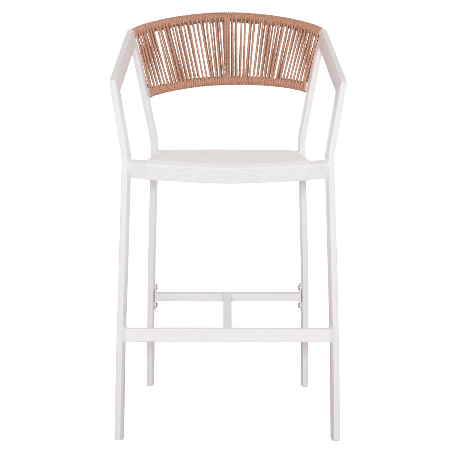 Bar Stool Aluminum White Hm5892.12 Medium Height With Arms-rattan&textline 55x56.5x99h.
