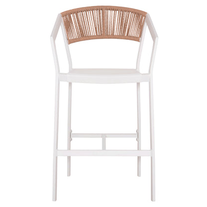 Bar Stool Aluminum White Hm5892.12 Medium Height With Arms-rattan&textline 55x56.5x99h.