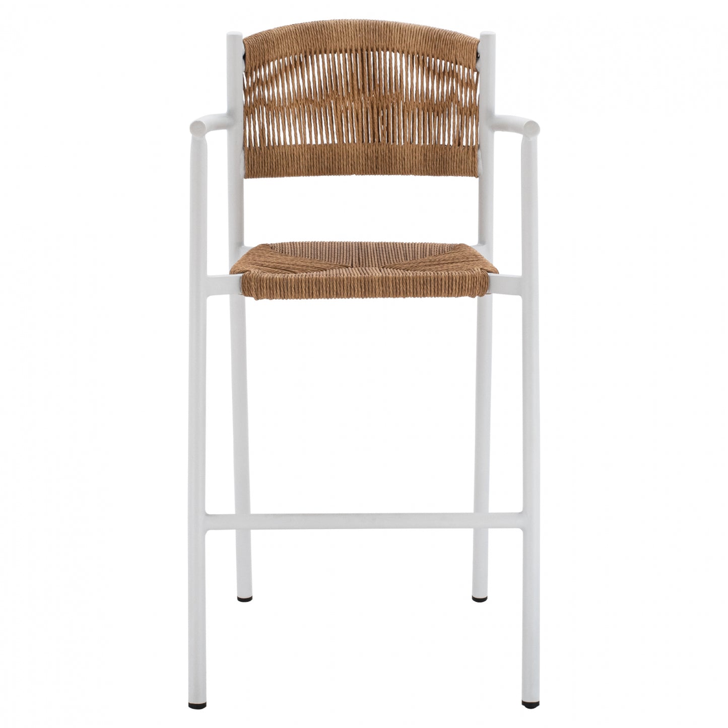 Aluminum Stool White With Rope Beige Hm5785.01 56x59x107 Cm.