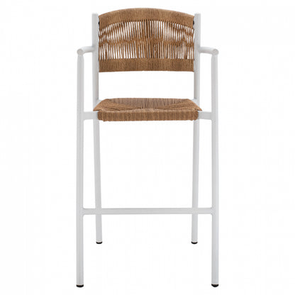 Aluminum Stool White With Rope Beige Hm5785.01 56x59x107 Cm.